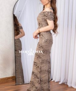 Alternative view of فستان ترتر مقلم أوف شولدر - فستان ترتر مقلم أوف شولدر