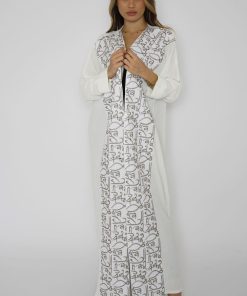 Alternative view of أمول - عباية بيضاء بتطريز كمبيوتر فاخر زخارف اسلامية 6031