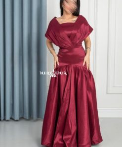 Alternative view of فستان مارون شانتون بطيات سفليه - فستان مارون شانتون بطيات سفليه