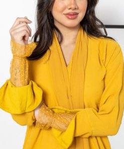 أمول - عباية ملونة للسفر منقطة باللون الكركمي z2012