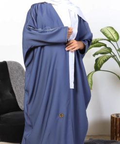 أمول - عبايه ملونة بشت سادة حرير مطرزة من الجنب 5025