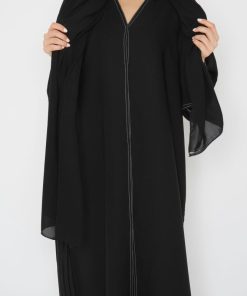 Alternative view of أمول - عباية سوداء بتطريز بأطراف العباية مع كسرات فاخرة من الخلف 6028