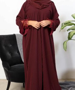 Alternative view of أمول - عبايه ملونة لون عودي منقط كم دانتيل 5030