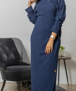 Alternative view of أمول - عبايه ملونه ساده اللون كحلي غامق z2018