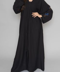 أمول - عباية سودا ء بتطاريز لون نحاسي ولون ازرق 6045