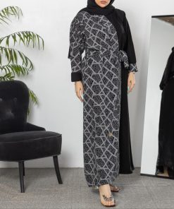 أمول - عباية طبقتين قماش كريب وقماش لينن ياباني M3001