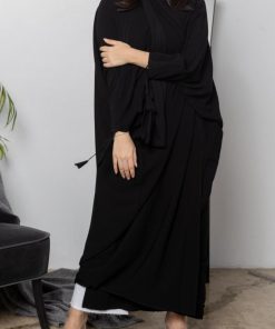 أمول - عباية مشلح قماش زوم لف مع حبل من الاكمام R1121