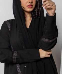 Alternative view of أمول - عباية سوداء سادة بتصميم مميز وكم شيفونN1050