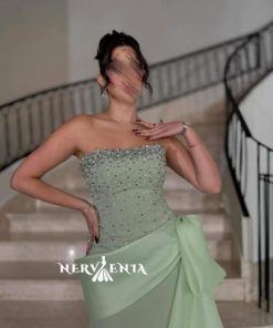 Alternative view of فستان سترابليس مطرز مع اورجنزا - فستان سترابليس مطرز مع اورجنزا