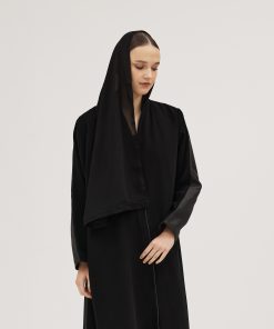 عبايات سوروزيه - عبايات باربي تفته نص كلوش بتشجيرة أسفل العباية باللون الذهبي والموف