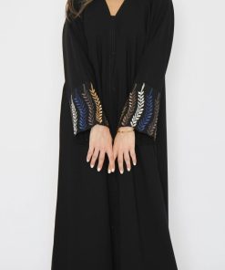 أمول - عباية سوداء بكلفة بالاكمام 6033