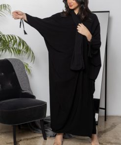 Alternative view of أمول - عباية مشلح قماش زوم لف مع حبل من الاكمام R1121