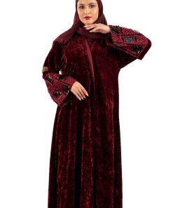 زاهية - عباية أفنان باللون العنابي