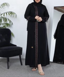 أمول - عباية سودا فاخرة بتطريز السدوN1007