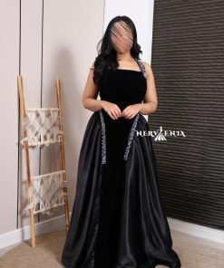 فستان ديفا مخمل مع التفتا - فستان ديفا مخمل مع التفتا