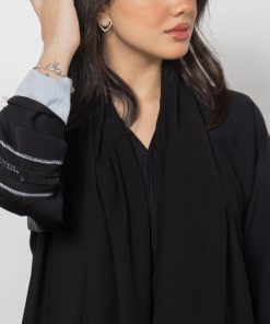 Alternative view of أمول - عباية سوداء بكم ملون 4000