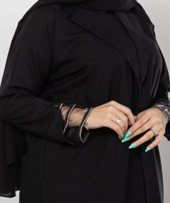 Alternative view of أمول - عباية سوداء صالونا سادة بدانتيل مطرز R1117