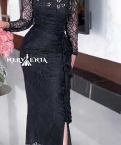 Alternative view of فستان دانتيل نوار إيليت الملكي - فستان دانتيل نوار إيليت الملكي