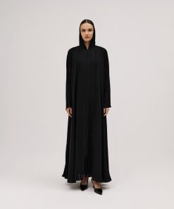 Alternative view of عبايات سوروزيه - عباية سادة انترنت دبل كلوش مزينة بخطوط طولية – لون أسود