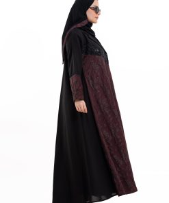 Alternative view of زاهية - عباية رهف عنابي مع اسود