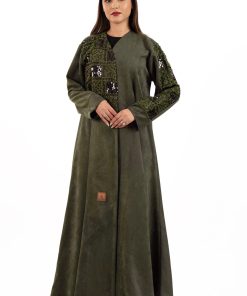 زاهية - عباية عبير شامواة باللون الزيتي