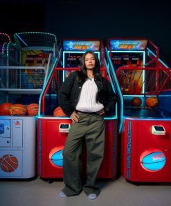 Alternative view of عرفة - بنطلون جبردين نسائي واسع الساق