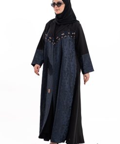 زاهية - عباية رهف كحلي مع اسود