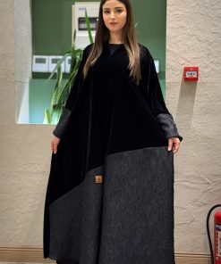 زاهية - عباية نيارة مخمل بجاكر هندي