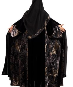 زاهية - عباية غلا مخمل اسود مع شيفون مخمل