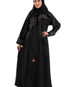 Alternative view of زاهية - عباية ريفال شموة اسود مع تطريز امام العباية