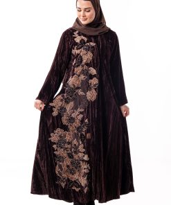 زاهية - عباية سلاف الشتوية باللون البني