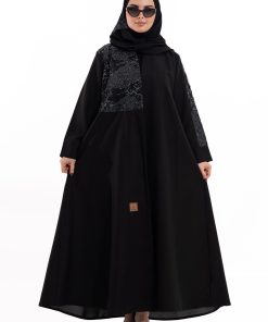 زاهية - عباية عبير بكرستال فضي صيفية