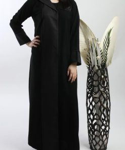 Alternative view of أمول - عباية سوداء بتداخل قماش منقوش 5084