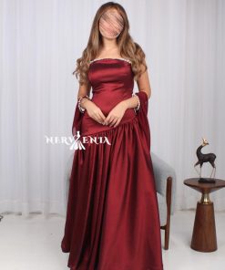 فستان روبي سلك مع أكمام الشيفون - فستان روبي سلك مع أكمام الشيفون