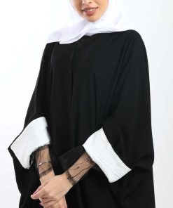 Alternative view of أمول - عباية مشلح كريب ملكي لون أسود باكمام سي واي ودانتيل 5064