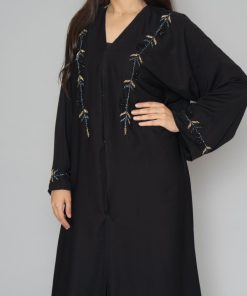 أمول - عباية سوداء بلاك بيري تطريز كمبيوتر لون اسود وبني 6044