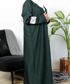 Alternative view of أمول - عبايه ملونة لون اخضر زيتي بكلفة سدو من الكم طقطق قماش الندى 5019