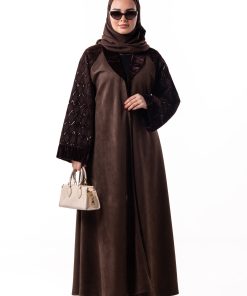زاهية - عباية داليا الشتوية باللون البني