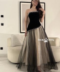 Alternative view of فستان سيرافينيا جوخ مخملي مع التل - فستان سيرافينيا جوخ مخملي مع التل