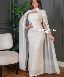 Alternative view of فستان ترتر لامع مع كاب شيفون - فستان ترتر لامع مع كاب شيفون