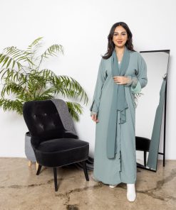 Alternative view of أمول - عبايه ملونه منقط لون اخضر Z2011