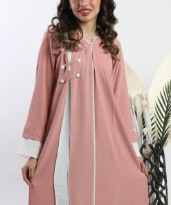 أمول - عباية ملونة للسفر باللون البنك والابيض 5086