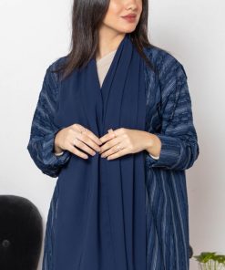 أمول - عباية ملونه اللون كحلي مقلمة بخيوط حريرية الملمس رقم الموديل 5004