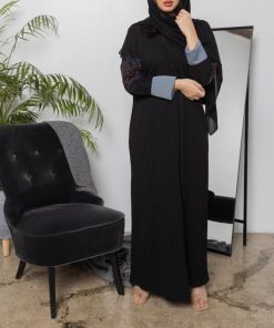 أمول - عباية سوداء سادةN1001