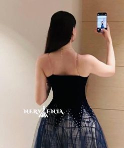 Alternative view of فستان ليالي النجوم التل والترتر المخملي - فستان ليالي النجوم التل والترتر المخملي