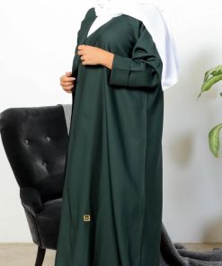 Alternative view of أمول - عبايه ملونة اخضر زيتي سادة كم مقلوب 5017