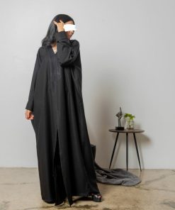 Alternative view of أمول - عباية سوداء سادة بتطريز اسود وقفله طقطق 5013