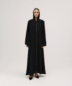 Alternative view of عبايات سوروزيه - عباية إنترنت نص كلوش واسعة بأطراف بيج - أسود