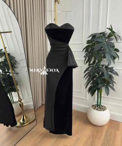 Alternative view of فستان بلاك مخملي مع لمسه شانتون - فستان بلاك مخملي مع لمسه شانتون