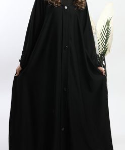 Alternative view of أمول - عباية سادة كلوش أسود بأزرار سوداء 5090